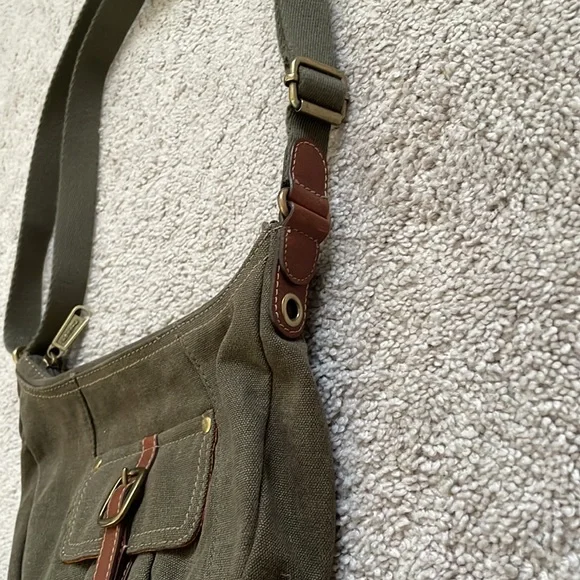 Fossil green canvas satchel - Picture 2 of 7